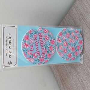 NEW Simply Southern Be Always Blooming Floral Stoneware Car Coaster Set